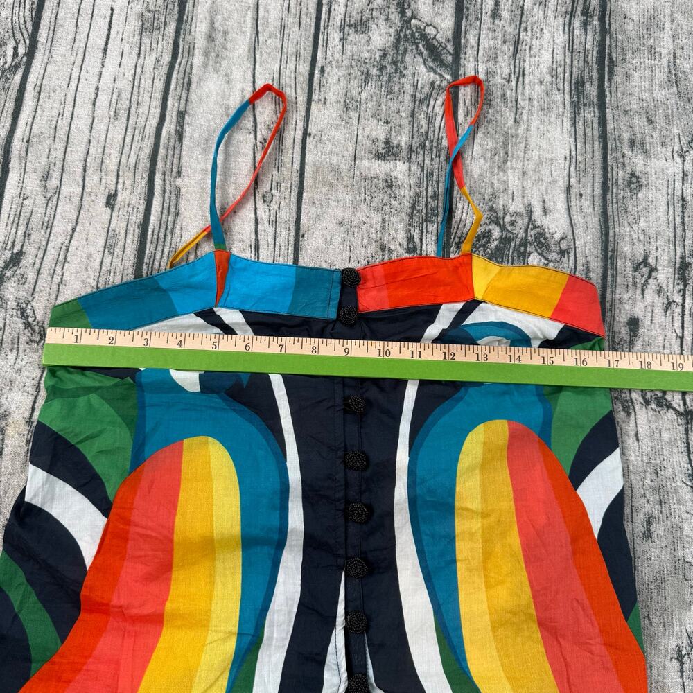 FARM Rio Macaw Stripes Maxi Dress S Multicolor Cotton Beach Cover-Up - Picture 9 of 9
